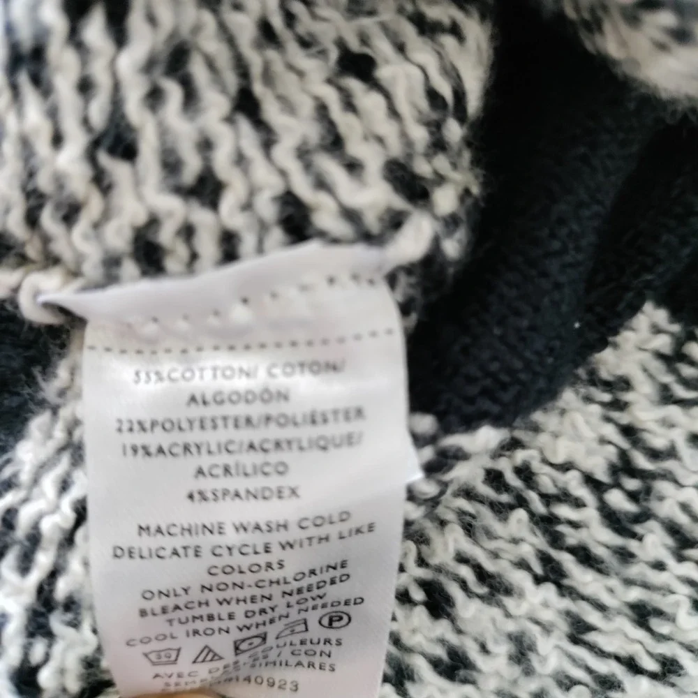 Ann Taylor Loft Black, Brown & White Fair Isle Half Zip Tunic Sweater Size L NWT